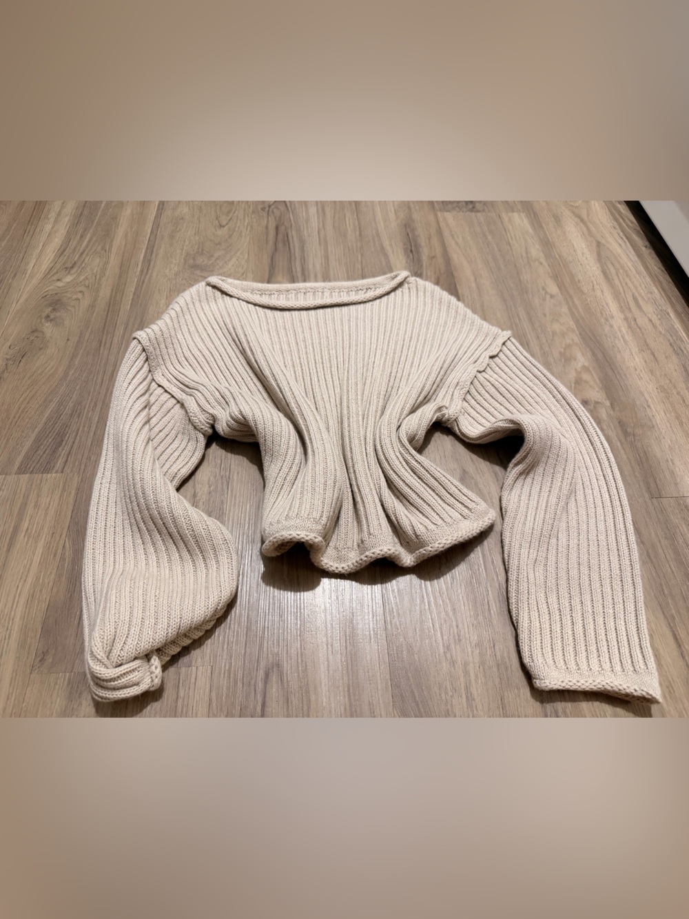 Ribbed Cropped Sweater - Cream